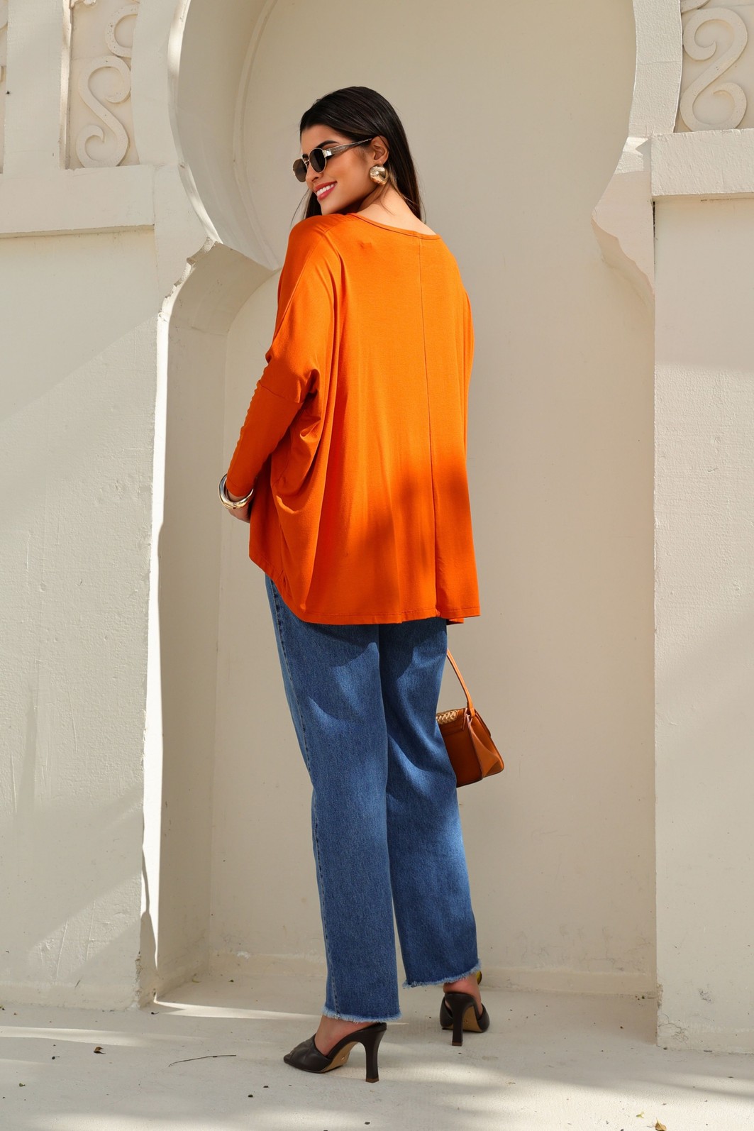 BLUSA MORCEGO MANGA LONGA - TELHA