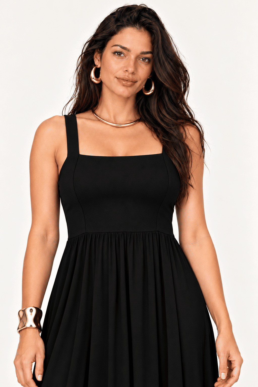 VESTIDO DECOTE QUADRADO ALÇA LARGA - PRETO VESTIDO DECOTE QUADRADO ALÇA LARGA - PRETO