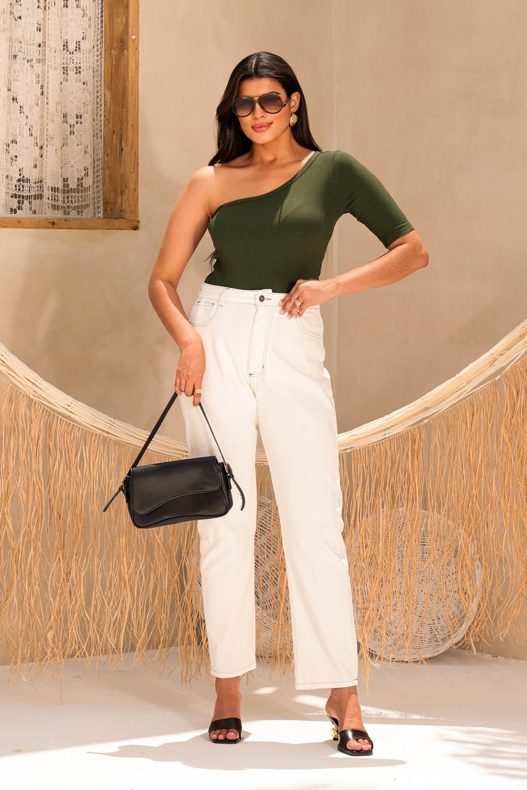 BLUSA MANGA ÚNICA - VERDE MILITAR BLUSA MANGA ÚNICA - VERDE MILITAR