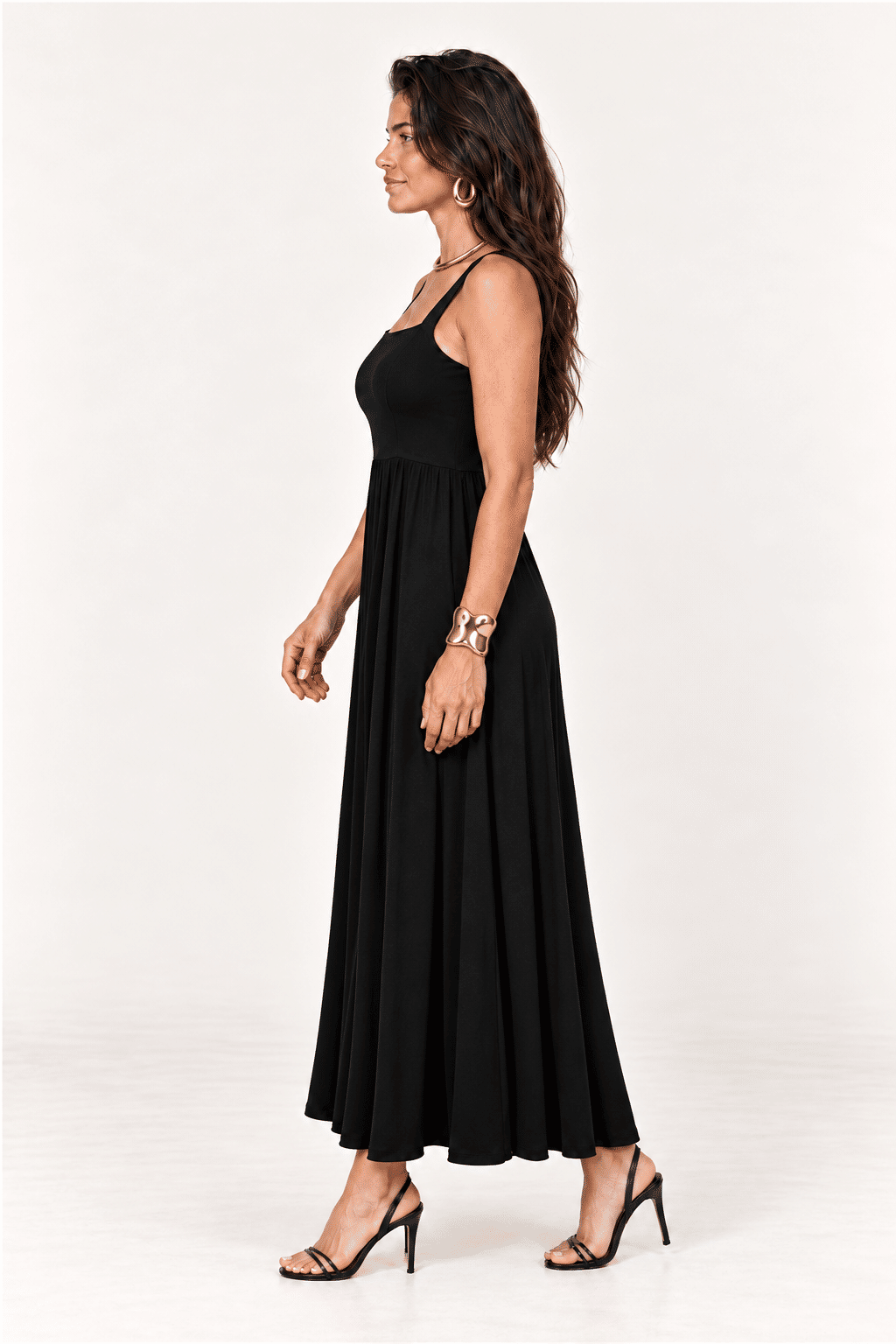 VESTIDO DECOTE QUADRADO ALÇA LARGA - PRETO VESTIDO DECOTE QUADRADO ALÇA LARGA - PRETO