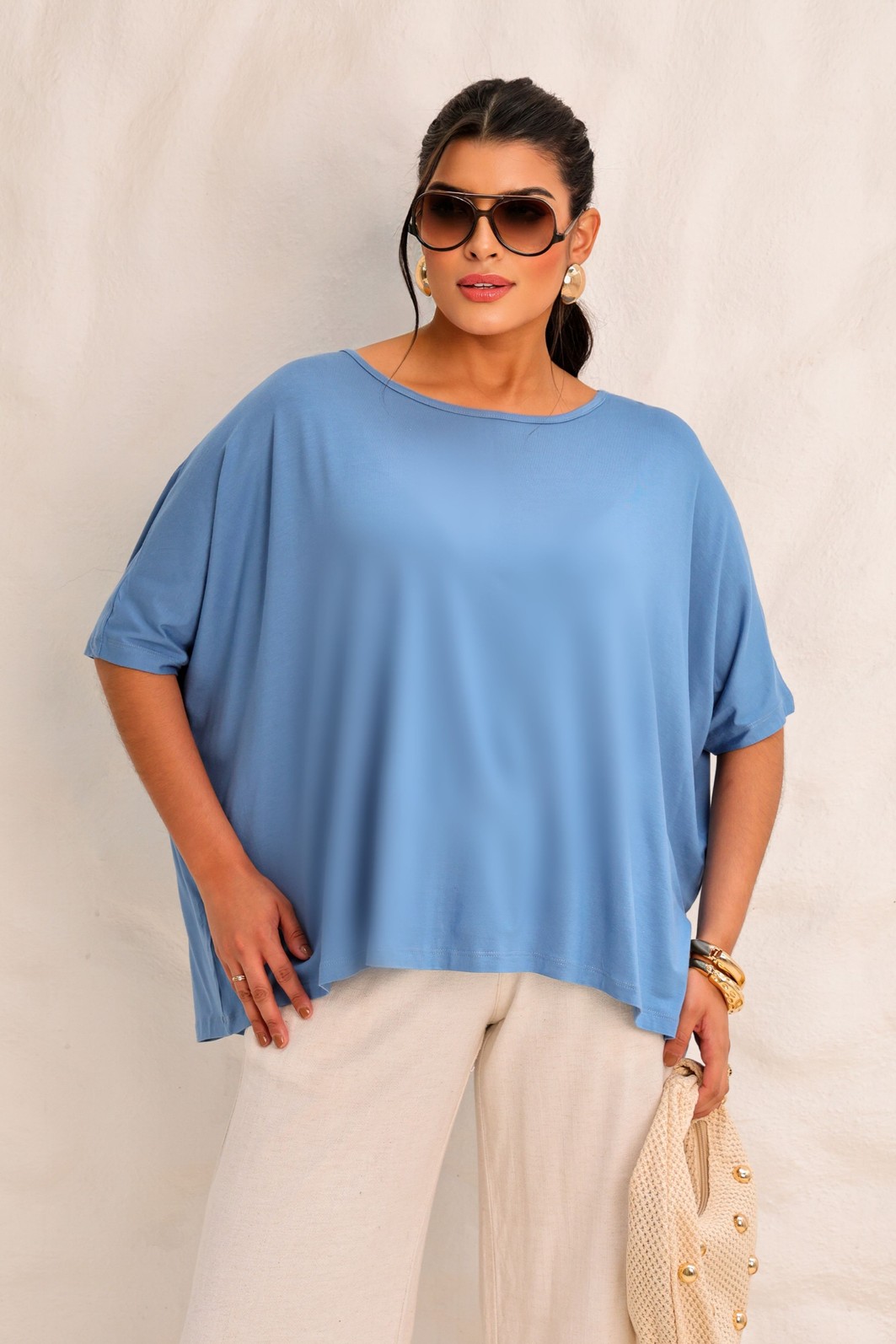 BLUSA MORCEGO - AZUL JEANS BLUSA MORCEGO - AZUL JEANS