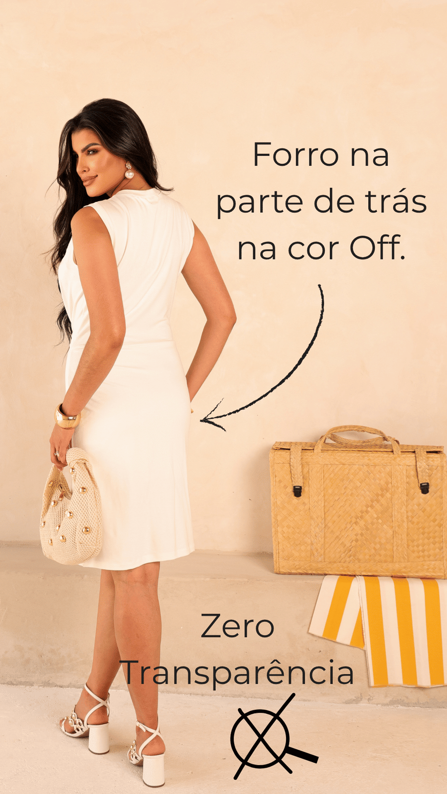 VESTIDO FRENTE DRAPEADA - BRANCO VESTIDO FRENTE DRAPEADA - BRANCO