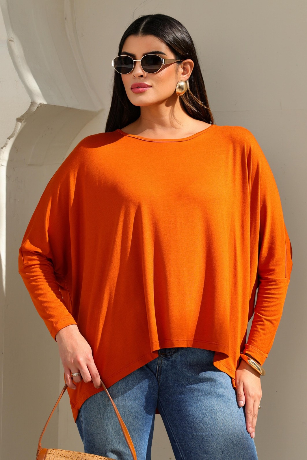 BLUSA MORCEGO MANGA LONGA - TELHA