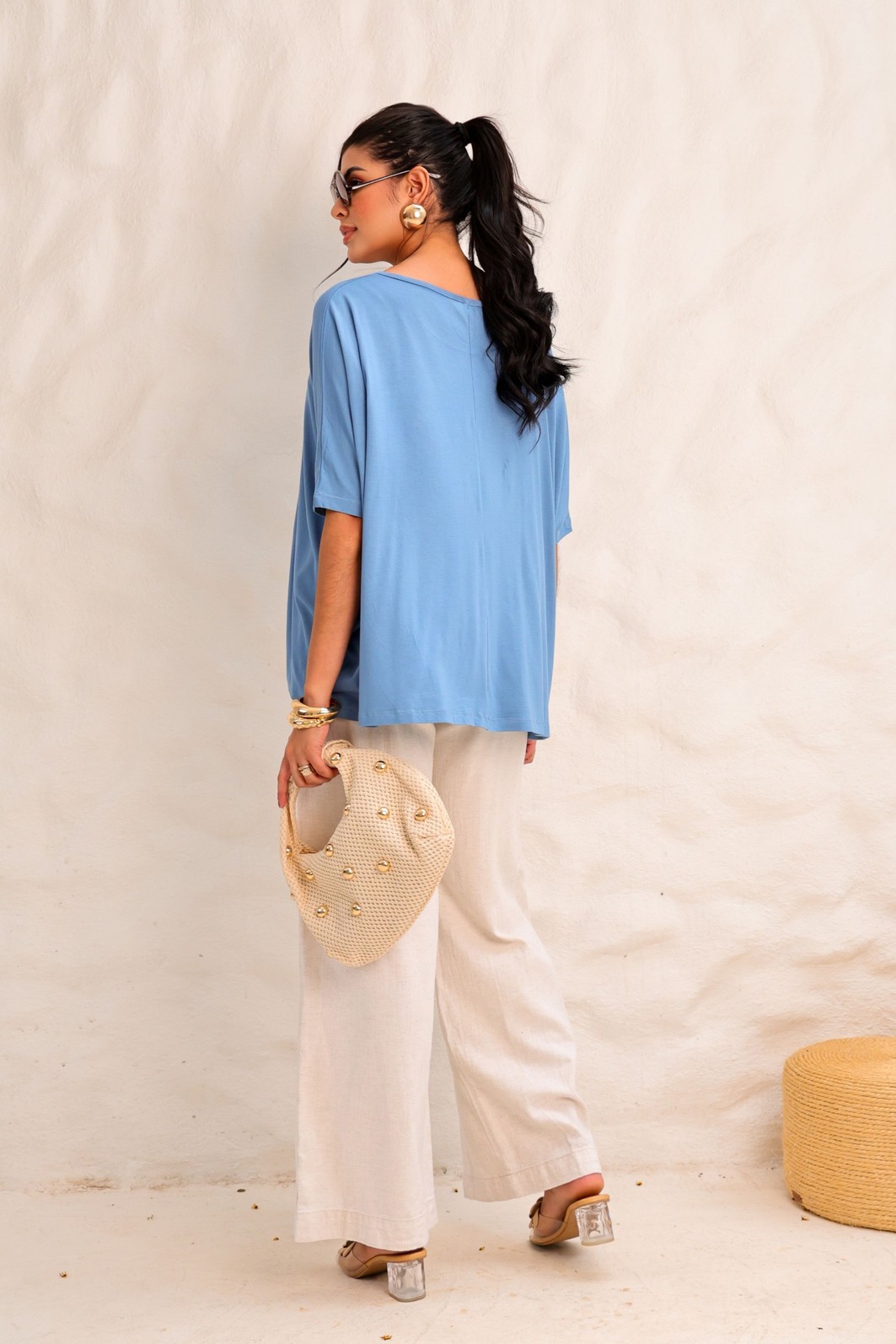 BLUSA MORCEGO - AZUL JEANS BLUSA MORCEGO - AZUL JEANS