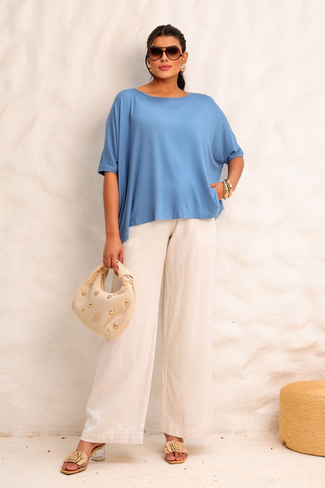 BLUSA MORCEGO - AZUL JEANS BLUSA MORCEGO - AZUL JEANS