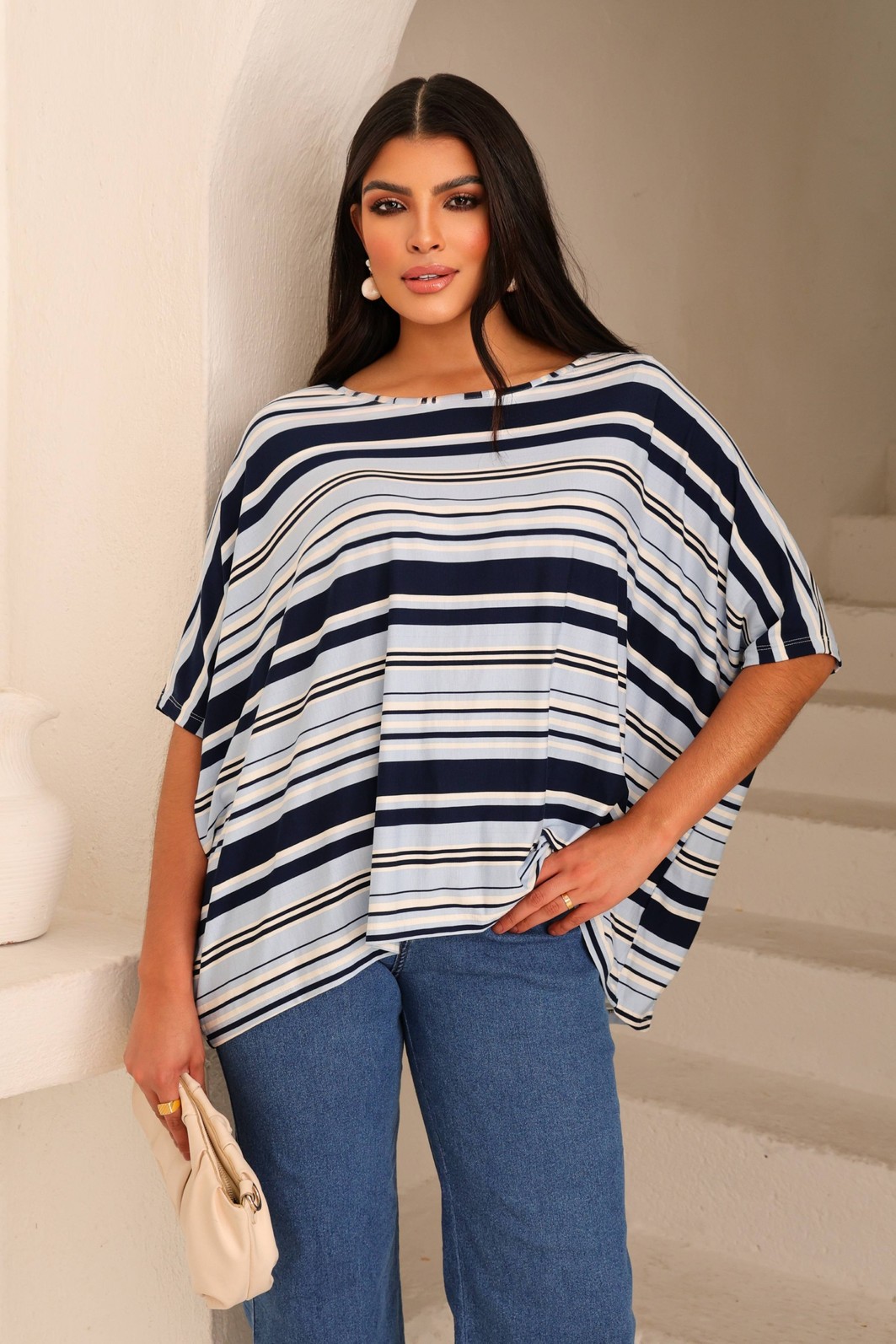 BLUSA MORCEGO - LISTRADA AZUL