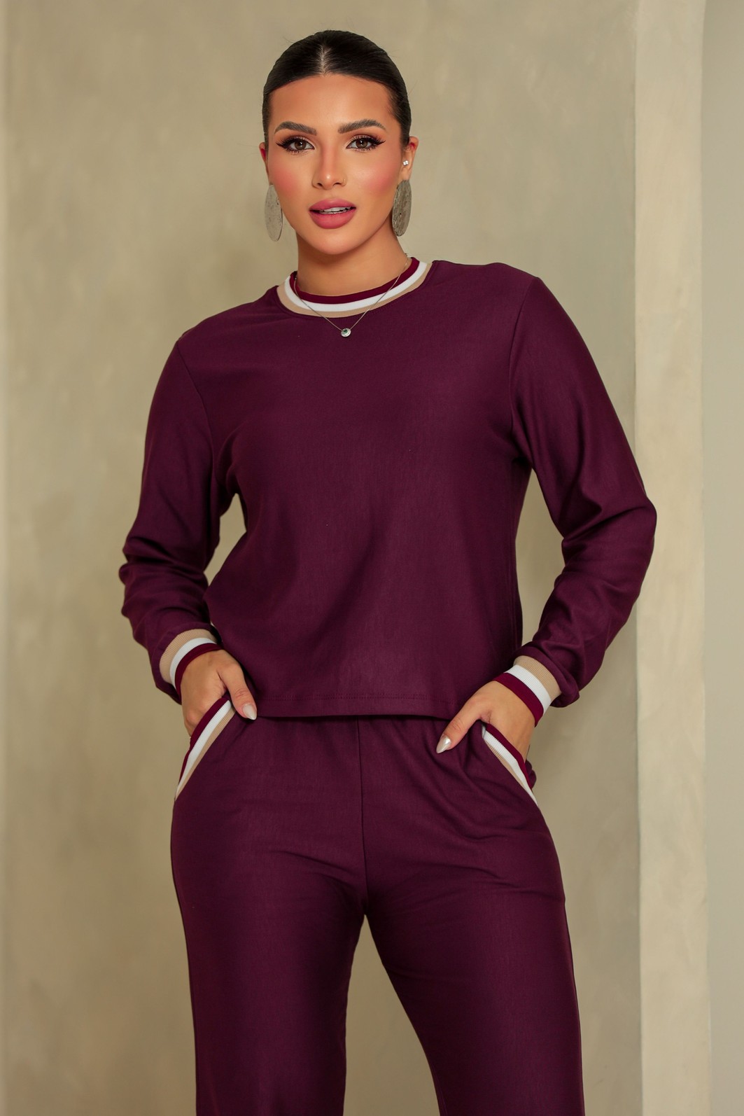CONJUNTO MOLETINHO COM RIBANA - BORDÔ CONJUNTO MOLETINHO COM RIBANA - BORDÔ
