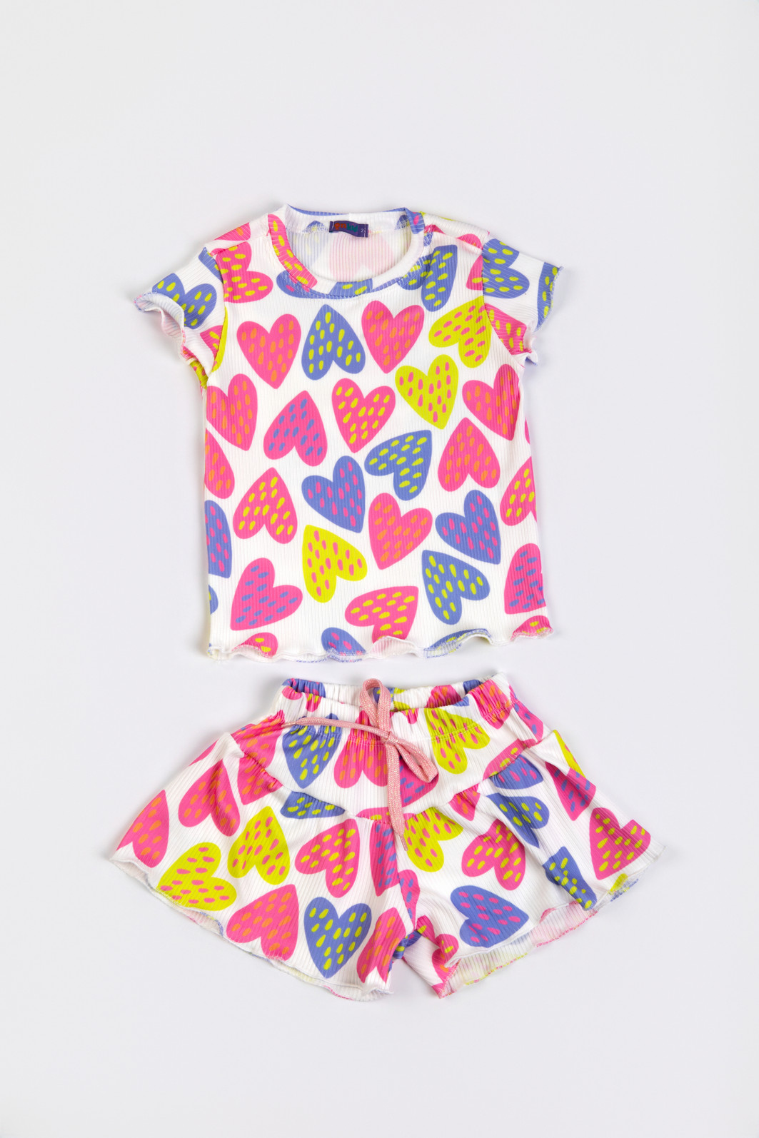 CONJUNTO MENINA BLUSA E SHORTS SAIA LOVE COLORS