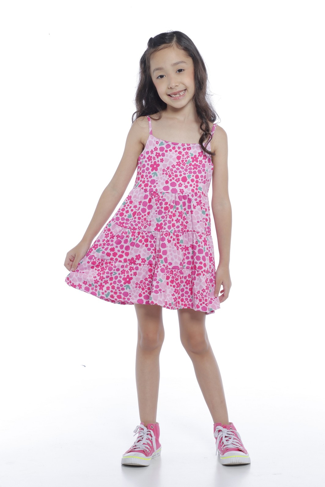 VESTIDO 3 MARIAS MENINAS FLORZINHA ROSA