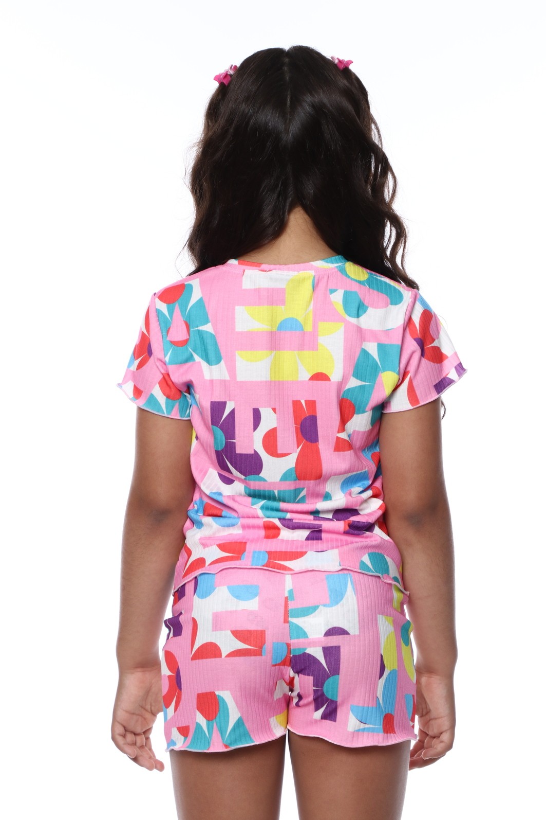 CONJUNTO MENINA BLUSA E SHORTS LETRAS