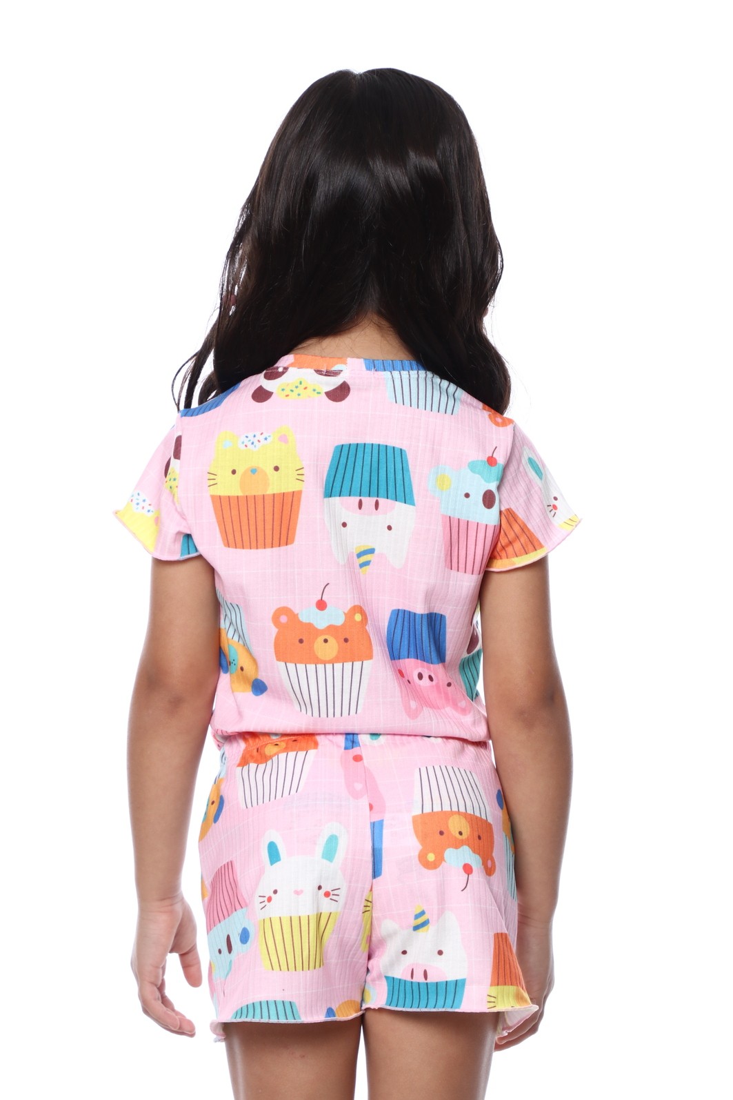 CONJUNTO MENINA BLUSA E SHORTS CUP CAKE