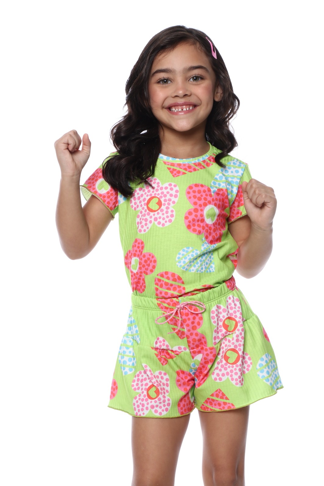 CONJUNTO MENINA BLUSA E SHORTS FLORESCER