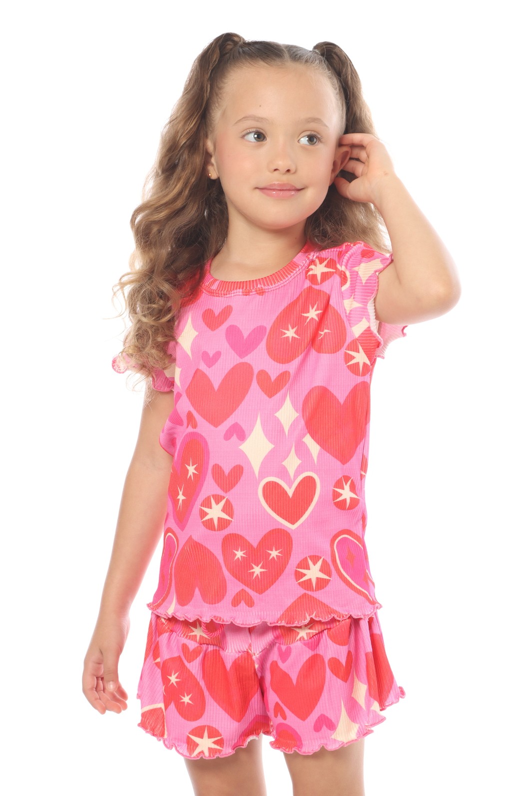 CONJUNTO MENINA BLUSA E SHORTS SAIA LOVE FUN