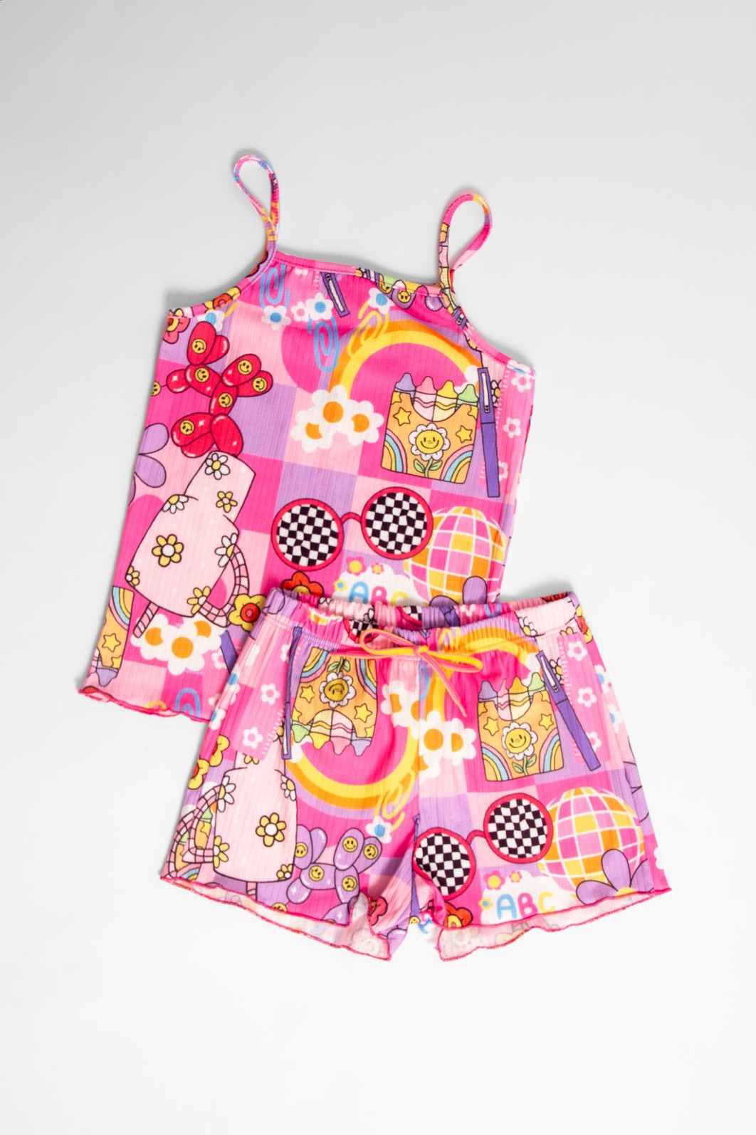 CONJUNTO MENINA BLUSA ALÇA E SHORTS DIVERSÃO CONJUNTO MENINA BLUSA ALÇA E SHORTS DIVERSÃO