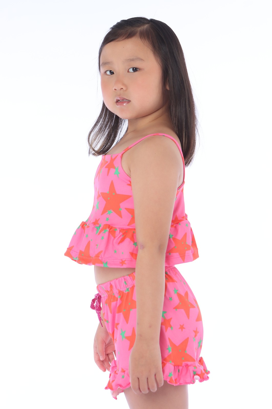 CONJUNTO MENINA BLUSA ALÇA E SHORTS  STAR PINK