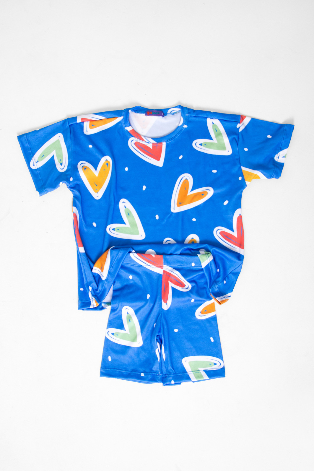 CONJUNTO MENINA CAMISETA E BIKER BATIDA COLORIDA CONJUNTO MENINA CAMISETA E BIKER BATIDA COLORIDA