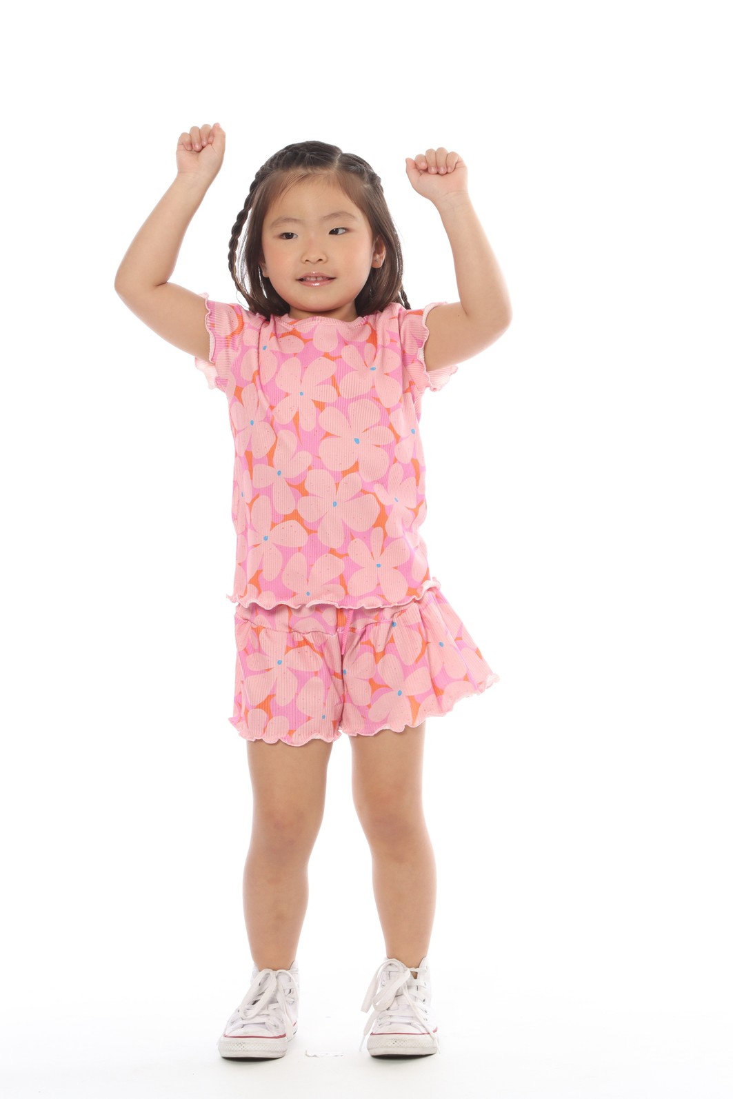 CONJUNTO MENINA BLUSA E SHORTS SAIA FLORES DE VERÃO