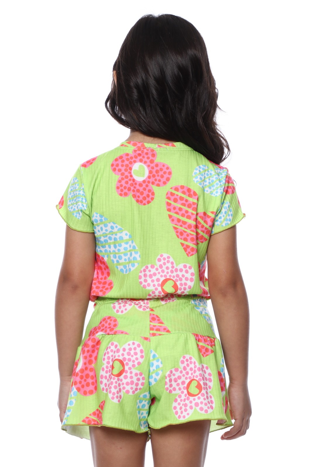 CONJUNTO MENINA BLUSA E SHORTS FLORESCER