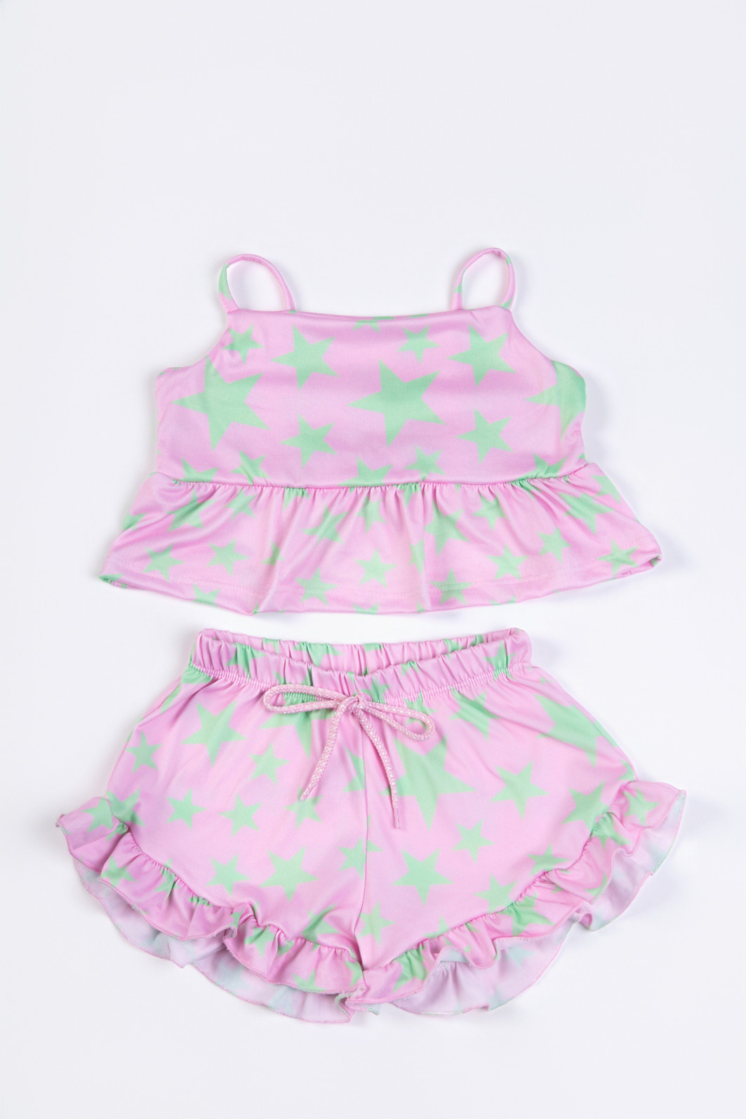 CONJUNTO MENINA BLUSA ALÇA E SHORTS ESTRELAS