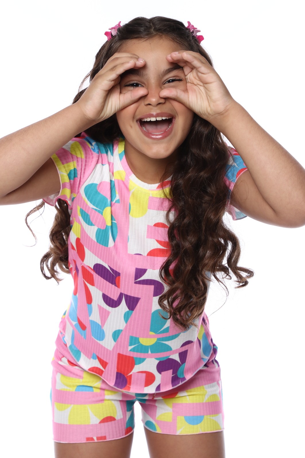 CONJUNTO MENINA BLUSA E SHORTS LETRAS