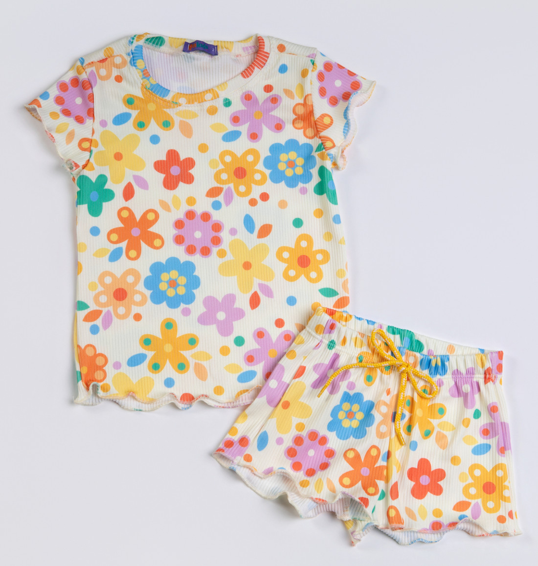 CONJUNTO MENINA BLUSA E SHORTS FLORES DE VERÃO