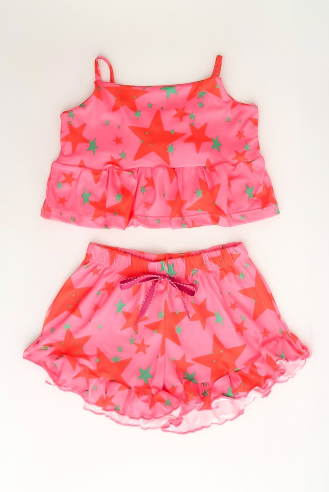 CONJUNTO MENINA BLUSA ALÇA E SHORTS  STAR PINK