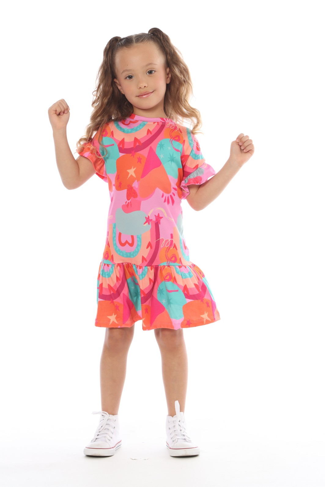 VESTIDO MENINA MAGIA DAS CORES