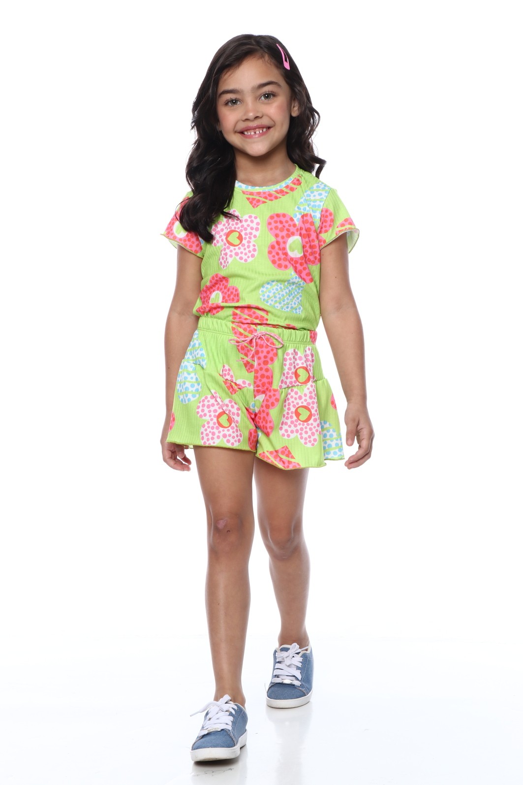 CONJUNTO MENINA BLUSA E SHORTS FLORESCER