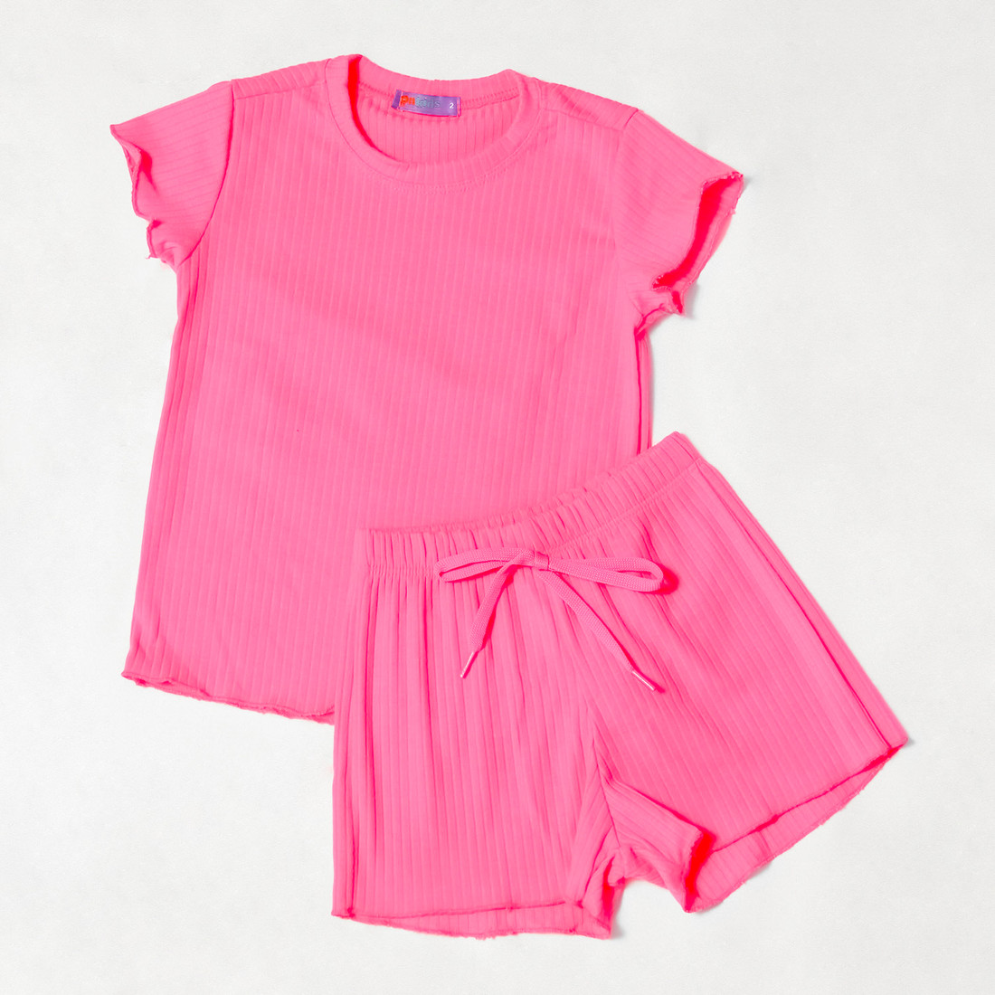 CONJUNTO MENINA BLUSA E SHORTS ROSA NEON CONJUNTO MENINA BLUSA E SHORTS ROSA NEON