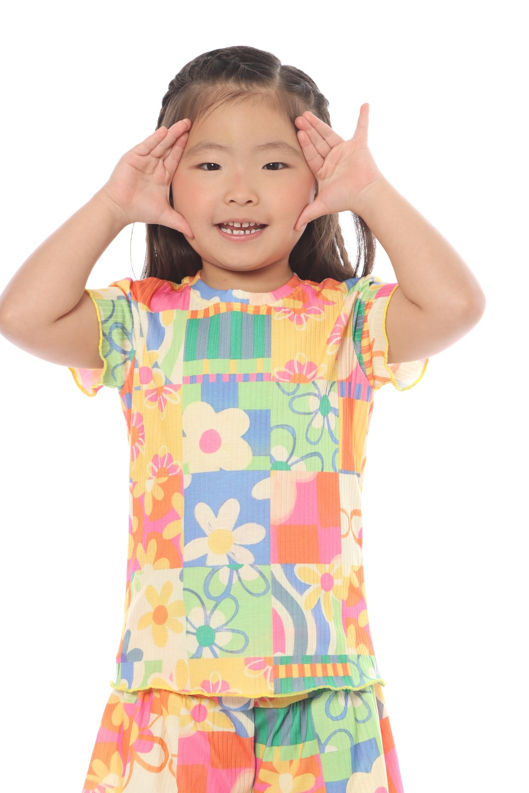 CONJUNTO MENINA BLUSA E SHORTS SAIA FLOR POP