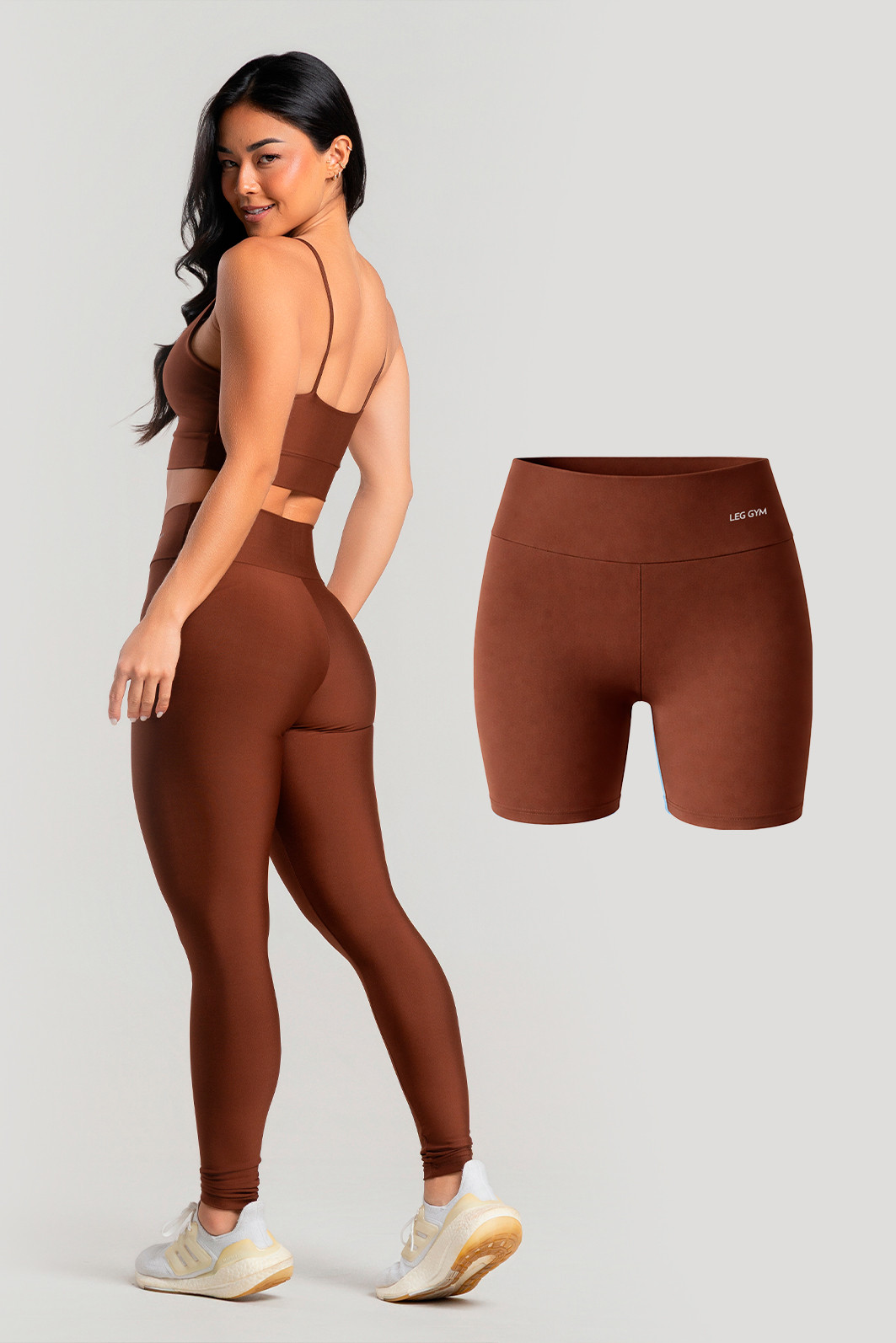 Kit Feminino Fitness Legging + Short + Top Avelã