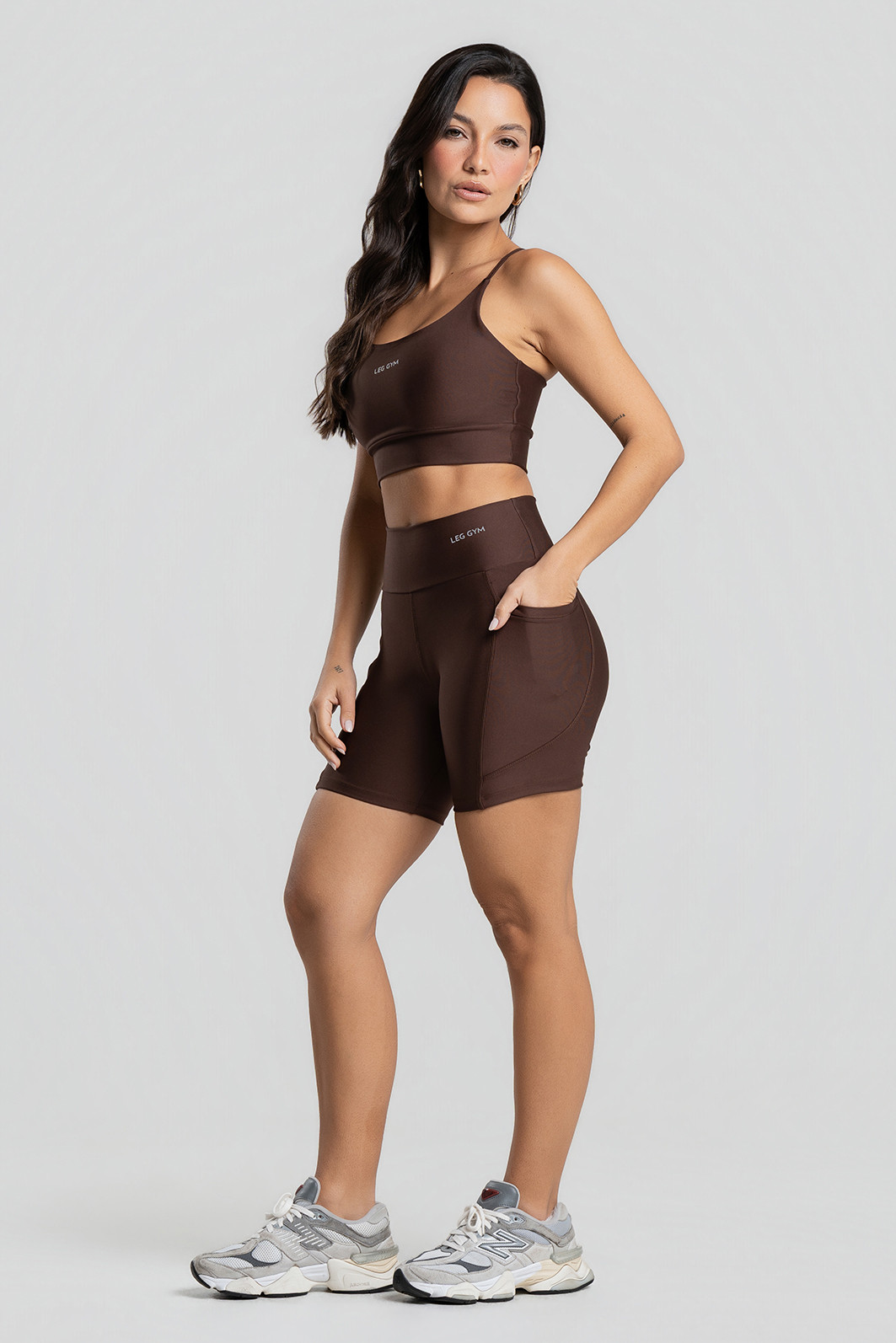 Shorts Fitness Bolso Lateral Premium Marrom Shorts Fitness Bolso Lateral Premium Marrom