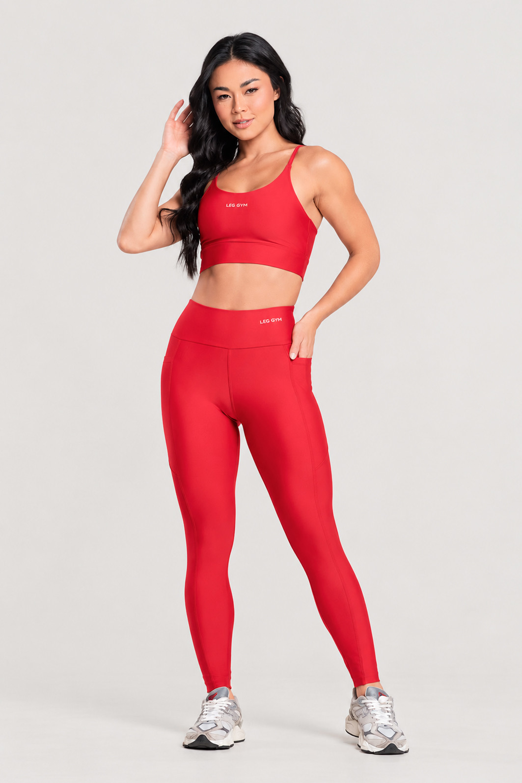 Conjunto Fitness Legging Bolso Lateral e Top Vermelho Conjunto Fitness Legging Bolso Lateral e Top Vermelho