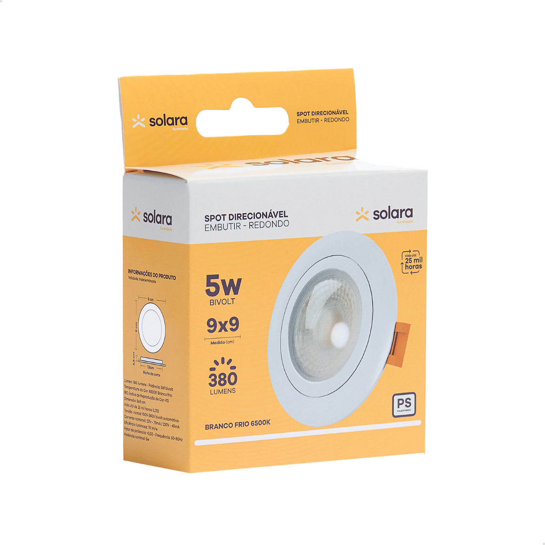 Spot Direcionável de LED Embutir 5W - Solara, image size:1100x1100