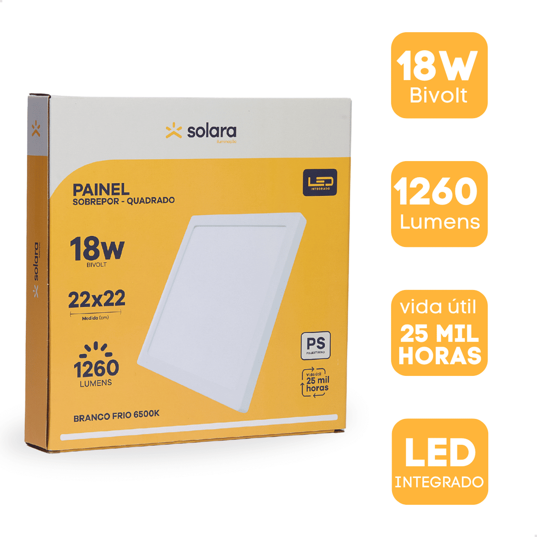 Combo 10 Plafons LED Quadrados Sobrepor 18W Solara Combo 10 Plafons LED Quadrados Sobrepor 18W Solara