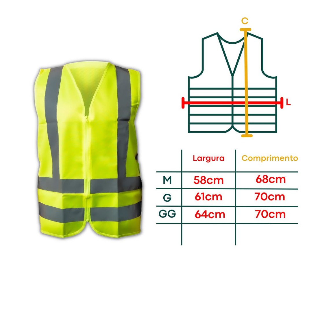 Colete de Segurança Refletivo Amarelo