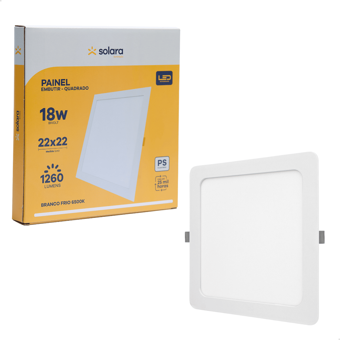 Combo 10 Painéis de LED Embutir 18W Solara Combo 10 Painéis de LED Embutir 18W Solara