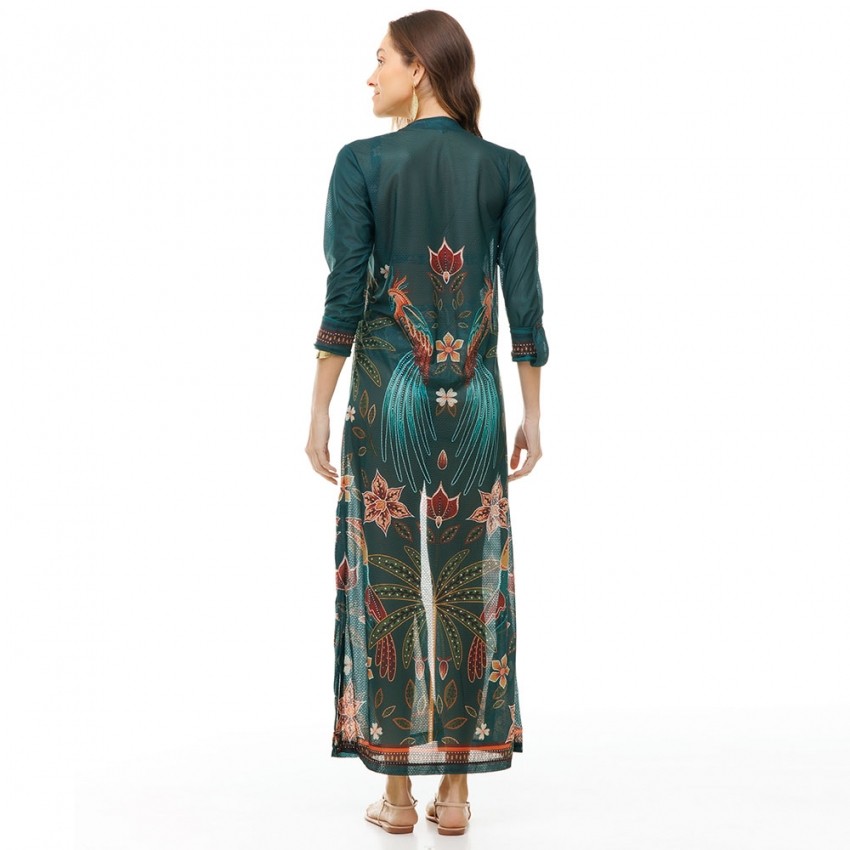 Saída de Praia Longa Cancún Pássaros e Flores Fundo Verde