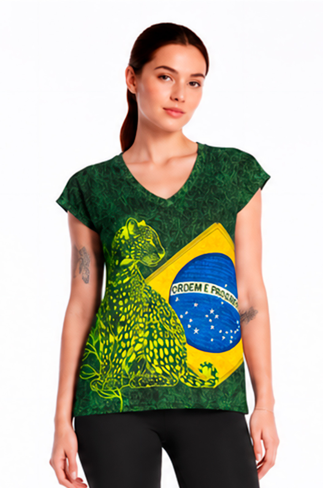 Blusa Florata Estampada Bandeira Brasil Bordado Blusa Florata Estampada Bandeira Brasil Bordado