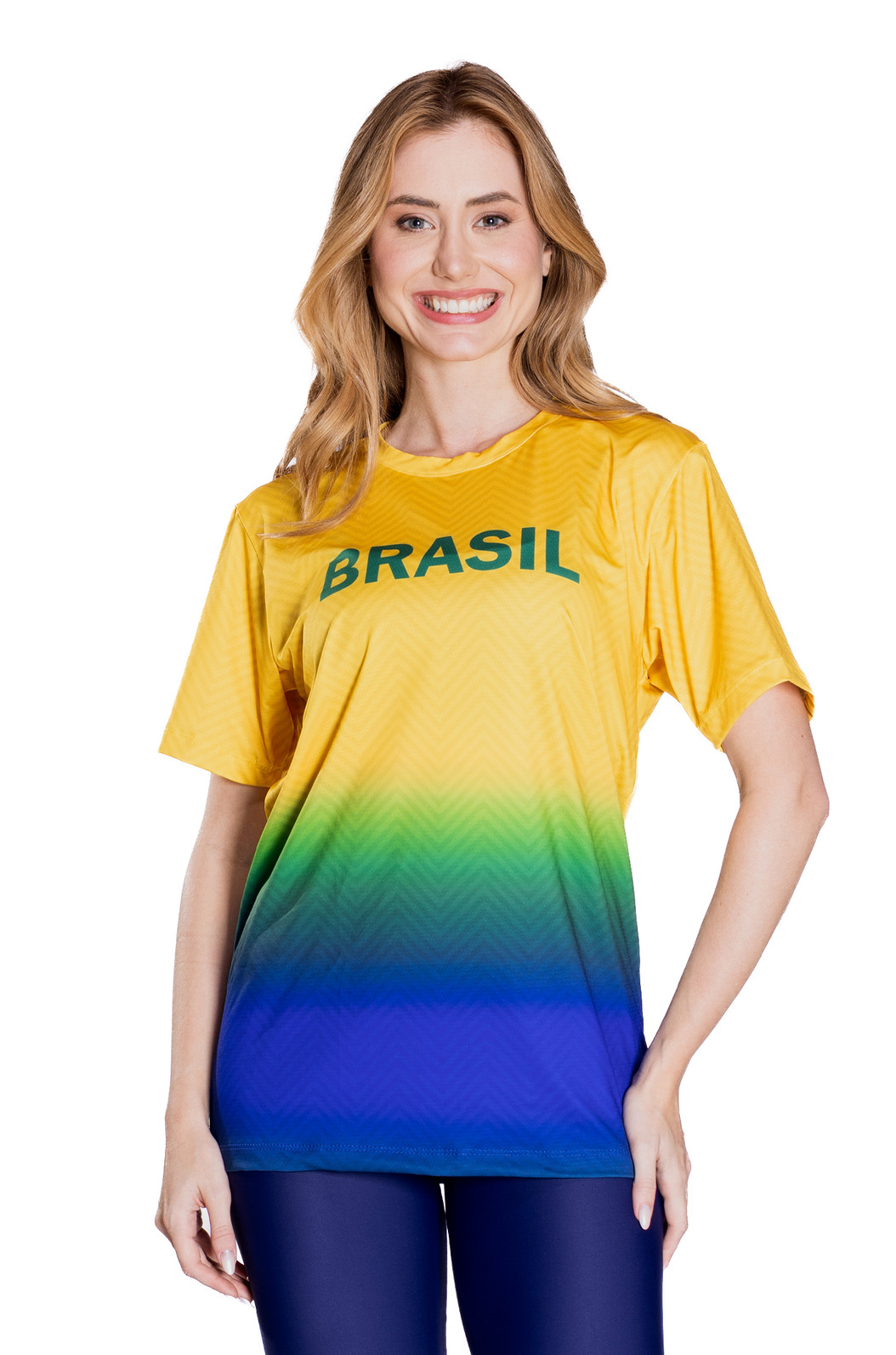 Camiseta Básica Unissex Technodry Estampada Brasil Zig Zag Cores Degrade Camiseta Básica Unissex Technodry Estampada Brasil Zig Zag Cores Degrade