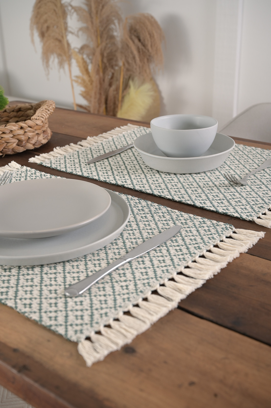 Jogo Americano Artesanal de 2 Peças 32cm x 45cm Coroa Verde