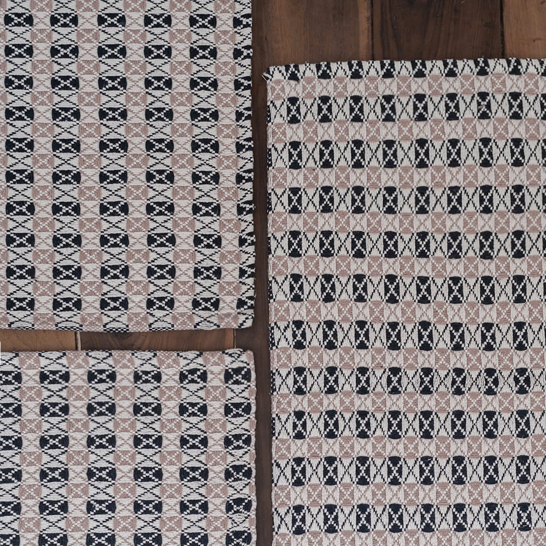 Kit de Cozinha 3 Peças Algodão Marrocos Preto c/ Rosa