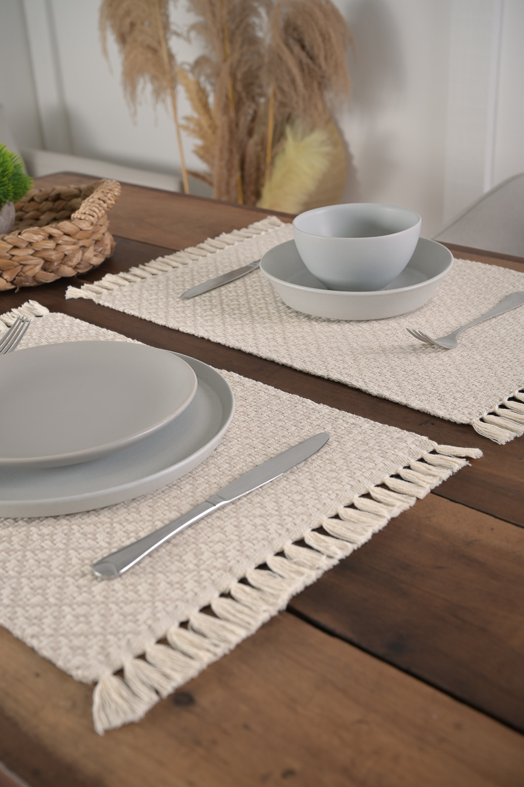 Jogo Americano Artesanal de 2 Peças 32cm x 45cm Coroa Areia