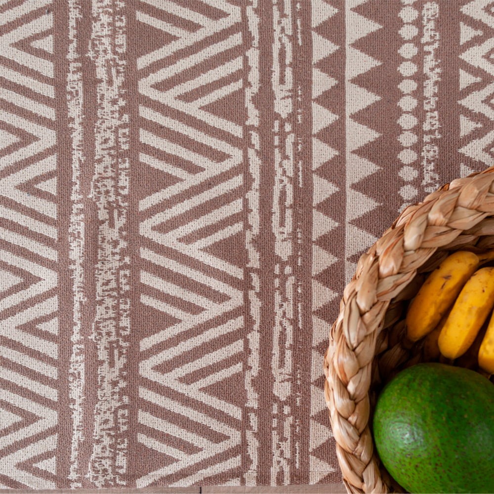 Tapete Passadeira de Cozinha 70 x 2,00m Étnico de Algodão Maori - Chocolate Tapete Passadeira de Cozinha 70 x 2,00m Étnico de Algodão Maori - Chocolate