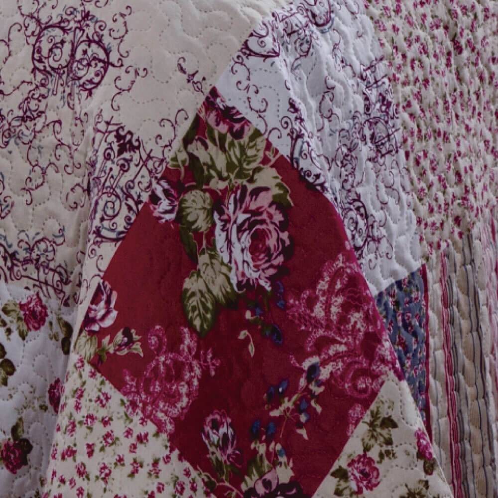 Kit 1 Cobre-leito King Bouti Microfibra Ultrasonic Estampada 2,60 x 2,80 m + 2 Porta-travesseiros -Cris