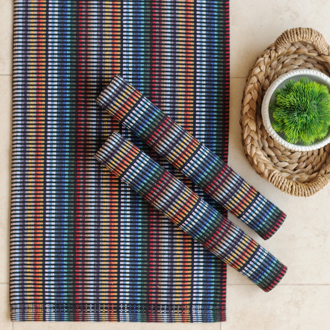 Kit de Cozinha 3 Peças Algodão Aquarela Color Preto