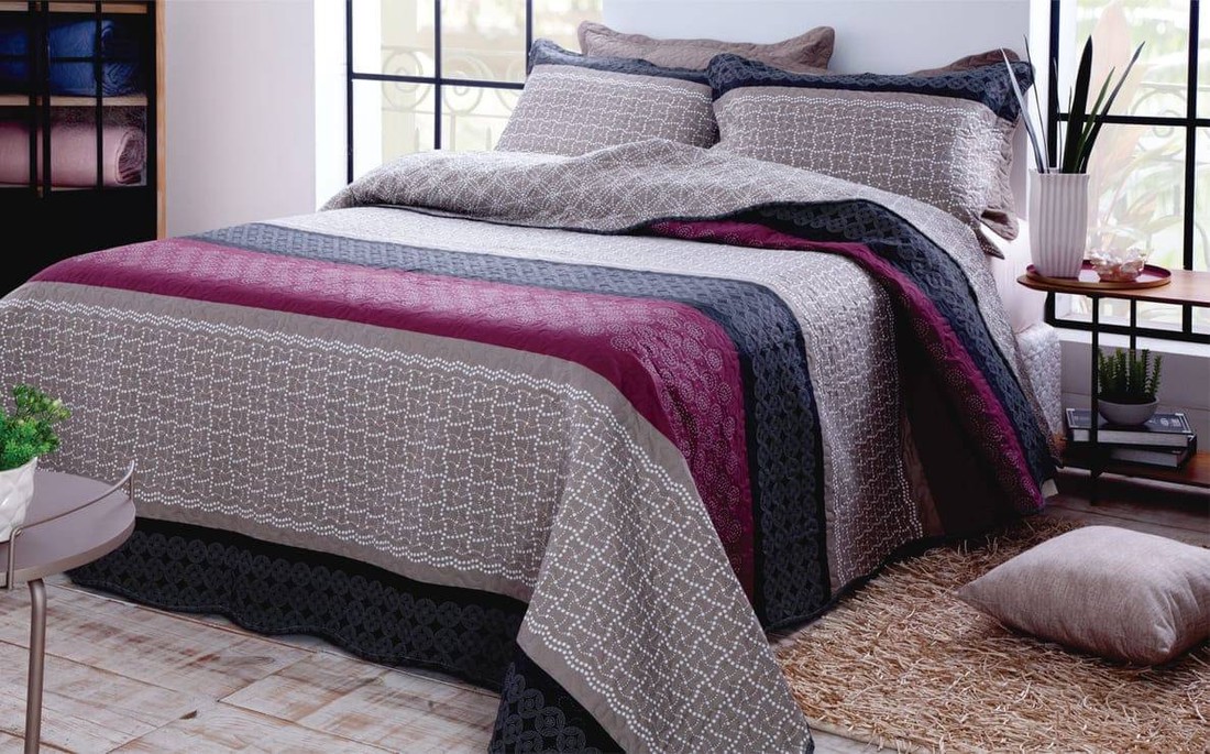 Kit 1 Cobre-leito King Bouti Microfibra Ultrasonic Estampada 2,60 x 2,80 m + 2 Porta-travesseiros - Neli