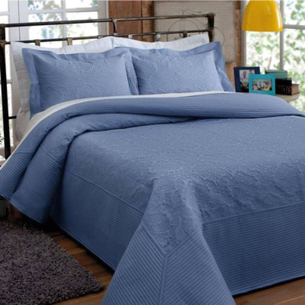 Kit 1 Colcha Casal Provence Microfibra Matelacê Ultrasonic + 2 Porta-Travesseiros 2,20 x 2,40 m - Granite