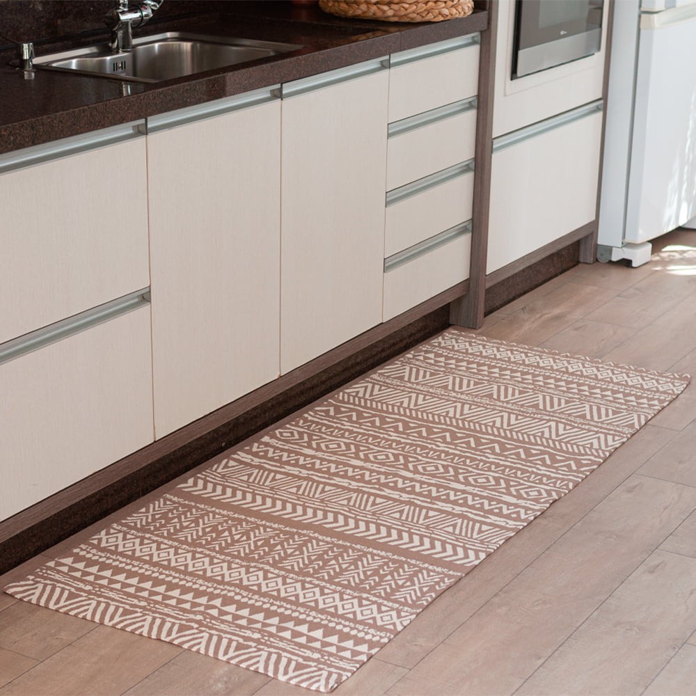 Tapete Passadeira de Cozinha 70 x 2,00m Étnico de Algodão Maori - Chocolate Tapete Passadeira de Cozinha 70 x 2,00m Étnico de Algodão Maori - Chocolate