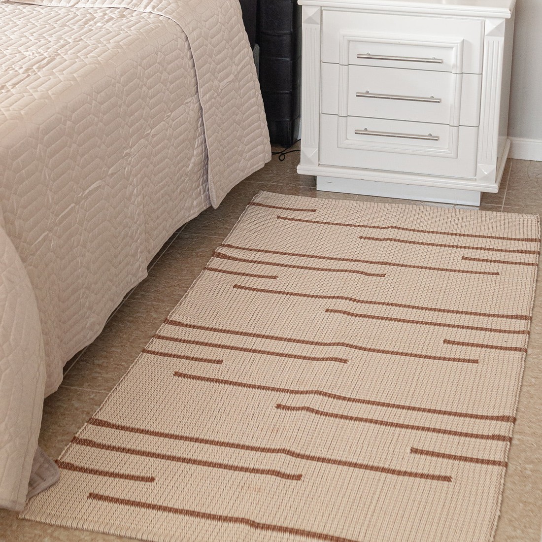 Tapete Passadeira Artesanal de Algodão Trama Basic Listras Marrom 80x150 Tapete Passadeira Artesanal de Algodão Trama Basic Listras Marrom 80x150